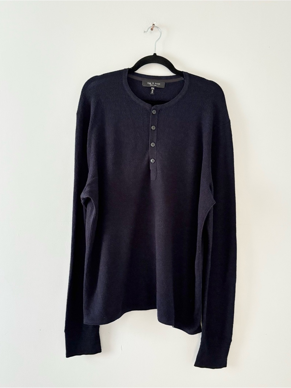 Rag & Bone Men’s Gregory Henley Knit Long Sleeve Sweater Top Buttons Navy - Picture 2 of 6